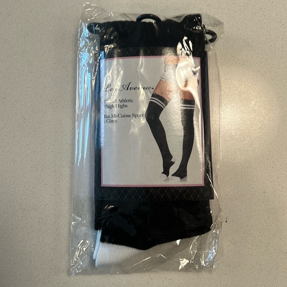 Ribbed athletic thigh highs